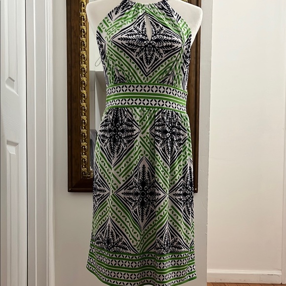 London times Green and Blue Patterned Halter Dress - Picture 1 of 6